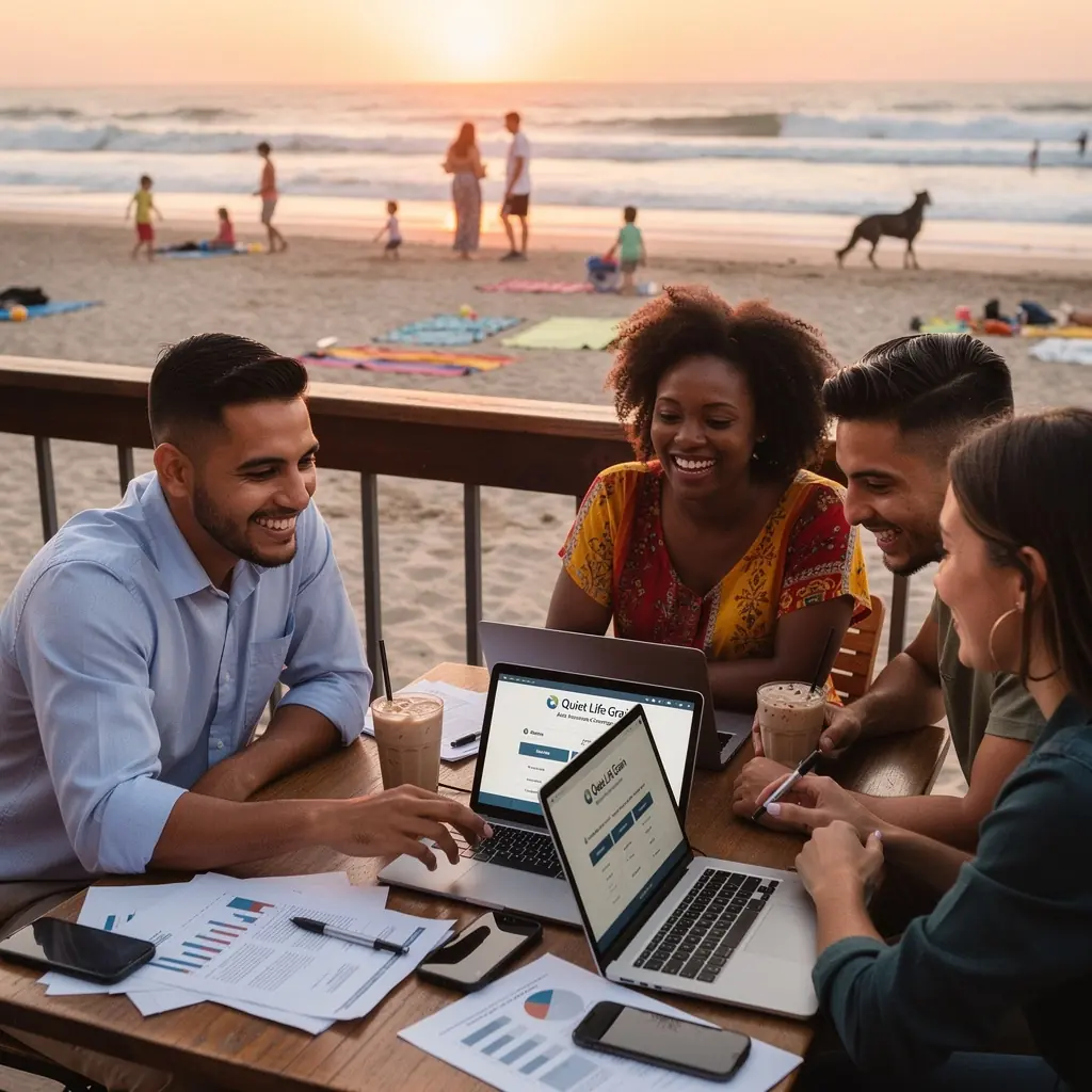 Zespół specjalistów ds. ubezpieczeń samochodowych konsultujących klientów w biurze