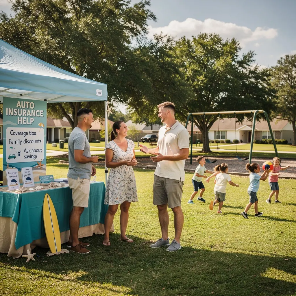Widok biura ubezpieczeń samochodowych z mapą lokalnych stawek.
